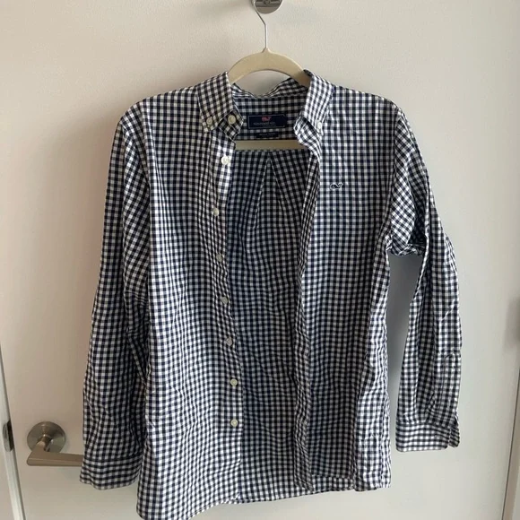 Vineyard Vines Checkered Plaid Whale Button-Down Shirt - Picture 1 of 5